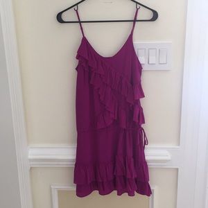 Banana Republic magenta pink ruffle silk dress